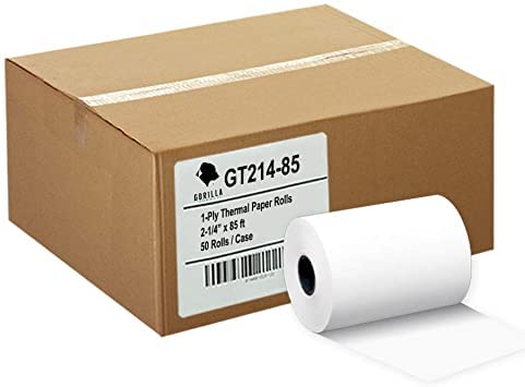 ***(50) Gorilla Supply 2 1/4 x 85 Thermal Paper Receipt Rolls Clover Mini Verifone VX510 VX570 FD50 T4220, 2.25 x 85 ft, POS/Cash Register Paper, BPA Free, 50 Rolls