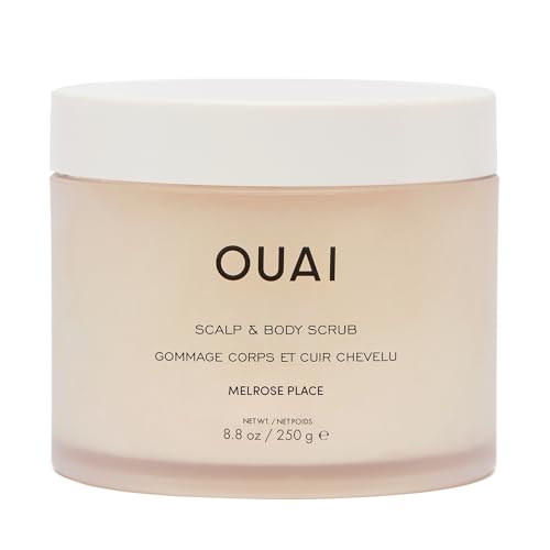 OUAI Scalp & Body Scrub - Exfoliating Body Scrub with Sugar & Coconut Oil Blend for Smooth, Moisturized Skin - Gentle Scalp Scrub for Removing Product Build Up (8.8 Oz)