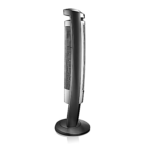 Ventilador de torre oscilante Lasko, ventiladores silenciosos con control remoto, para dormitorio, sala de estar, oficina, ventilador de torre con control remoto, temporizador de 3 velocidades, 42”, plateado T42951