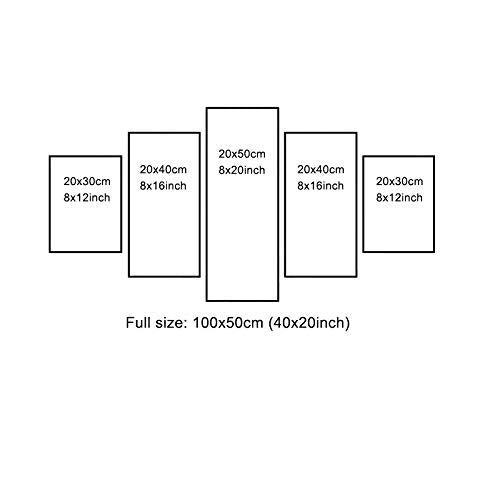 EPHANY Arte abstracto de pared en lienzo con diseño de playa, paisaje natural, 5 piezas, arte de pared en lienzo, decoración de playa, puesta de sol en el océano, imagen de playa oceánica (C-5 piezas, 40 x 20 pulgadas)