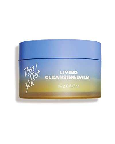 Then I Met You Living Cleansing Balm, aceite limpiador para rostro y desmaquillador con aceite de semilla de uva, oliva y escaramujo, cuidado de la piel vegano y limpio, 3,17 oz