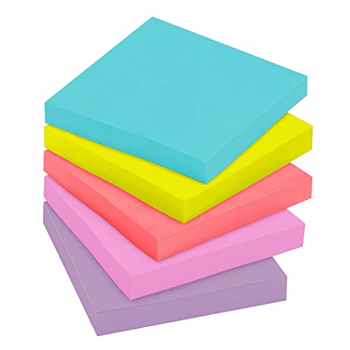 Notas adhesivas Post-it Super Sticky, 3 x 3 pulgadas, 24 blocs, doble poder de adherencia, neones Supernova, colores brillantes, reciclables