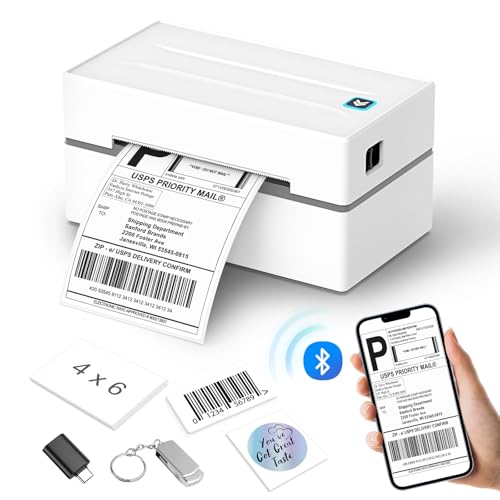 Impresora térmica de etiquetas de envío con Bluetooth Anycash, impresora inalámbrica de etiquetas adhesivas de envío de 4 x 6 para pequeñas empresas y oficinas, compatible con Android e iOS Windows, utilizada para Amazon, Shopify, Etsy USPS