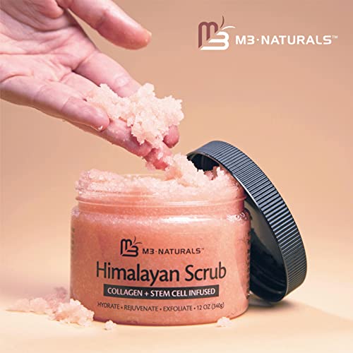 Exfoliante facial, corporal y de pies con sal del Himalaya, con colágeno y células madre, exfoliante corporal natural con sal para tonificar la piel con celulitis, de M3 Naturals