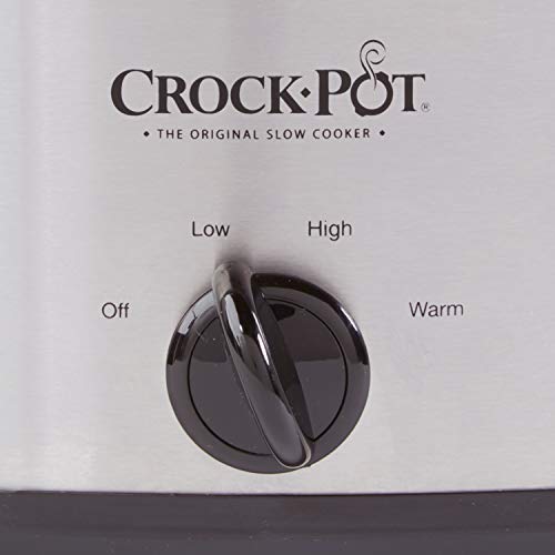 Olla de cocción lenta manual ovalada de 7 cuartos de galón Crock-Pot, acero inoxidable (SCV700-S-BR), utensilios de cocina versátiles para familias numerosas o para recibir invitados