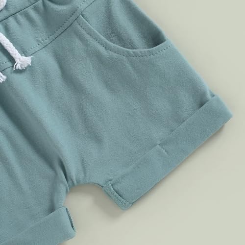 fhutpw Ropa de verano para bebés y niños de 6, 12, 18 y 24 meses, conjuntos de camiseta y pantalones cortos de manga corta con bolsillos