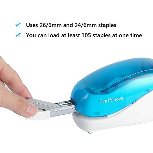 Craftinova Electric Stapler,Including 2000 Staples and 1 staple remover, Suitable for Palm Size and high Comfort，25 Sheet Capacity, AC Adapter or Battery Powered，Battery not Included