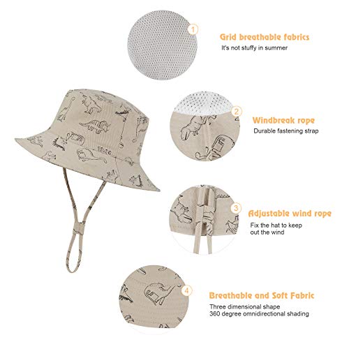 Durio Baby Hats Infant Bucket Sun Hat Summer Beach UPF 50+ Sun Protection Newborn Sun Hats for Baby Boy Girl 2Pack 2Pack Beige/Blue 0-3 Months