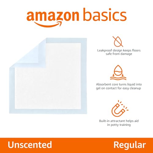 Amazon Basics Dog and Puppy Pee Pads with Leak-Proof Quick-Dry Design for Potty Training