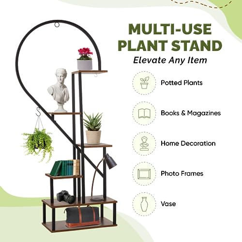 ***Metal Plant Stand, Heart Shape Ladder Plant Stands for Indoor Plants Multiple, Black Plant Shelf Rack for Home Patio Lawn Garden (1 Pack)