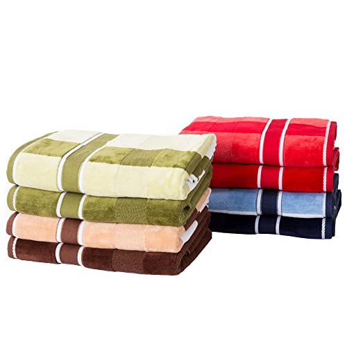 Juego de toallas de 6 piezas: accesorios de baño de algodón absorbente con toallas de baño, toallas de mano y paños de lavado: toallas lisas y a rayas de Lavish Home (azul marino)