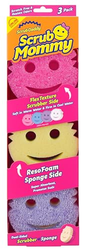 Scrub Daddy Scrub Mommy - Estropajo para platos + Esponjas de limpieza que no rayan para cocina, baño + Aptas para múltiples superficies - Esponjas para platos de doble cara para fregar y limpiar derrames (3 unidades) - Exclusivo en línea