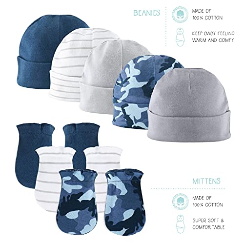 Conjunto de regalo Peanutshell Newborn Layette para bebés varones: conjunto de 23 piezas de ropa y accesorios para recién nacidos, apto para recién nacidos de 0 a 3 meses, color azul camuflaje