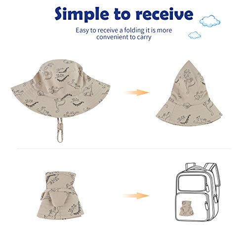 Durio Baby Hats Infant Bucket Sun Hat Summer Beach UPF 50+ Sun Protection Newborn Sun Hats for Baby Boy Girl 2Pack 2Pack Beige/Blue 0-3 Months