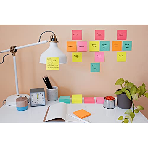 Post-it Super Sticky Notes, 3x3 in, 24 Pads, 2x the Sticking Power, Supernova Neons, Bright Colors, Recyclable