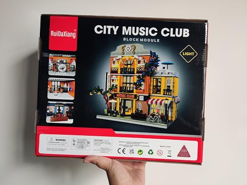 RuiDaXiang Music Clubs Architecture Building Kit,3 Levels Clubs Model Building Blocks Toy with LED Lights,for Teen,Adult（1683 Pieces）