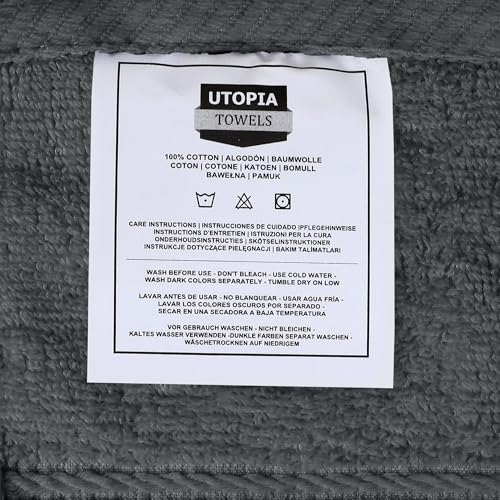 Utopia Towels 8-Piece Premium Towel Set, 2 Bath Towels, 2 Hand Towels, and 4 Wash Cloths, 600 GSM 100% Ring Spun Cotton Highly Absorbent Towels for Bathroom, Gym, Hotel, and Spa (Grey)