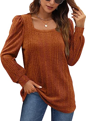 WIHOLL Tops de talla grande para mujer Suéteres de manga larga Halloween Caramel 3XL