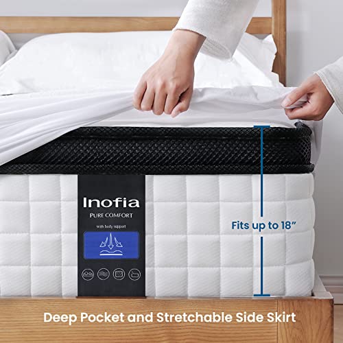 Inofia Twin XL Mattress 12 inch Hybrid Twin XL Size Mattress Cool Bed with Waterproof Rayon Mattress Protector Included