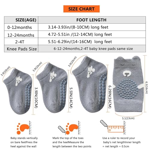 ISANPAN Unisex Baby Crawling Anti-Slip Knee Pads and Socks,Save Baby Knee and Ankle (Color A, 12-24 Months)