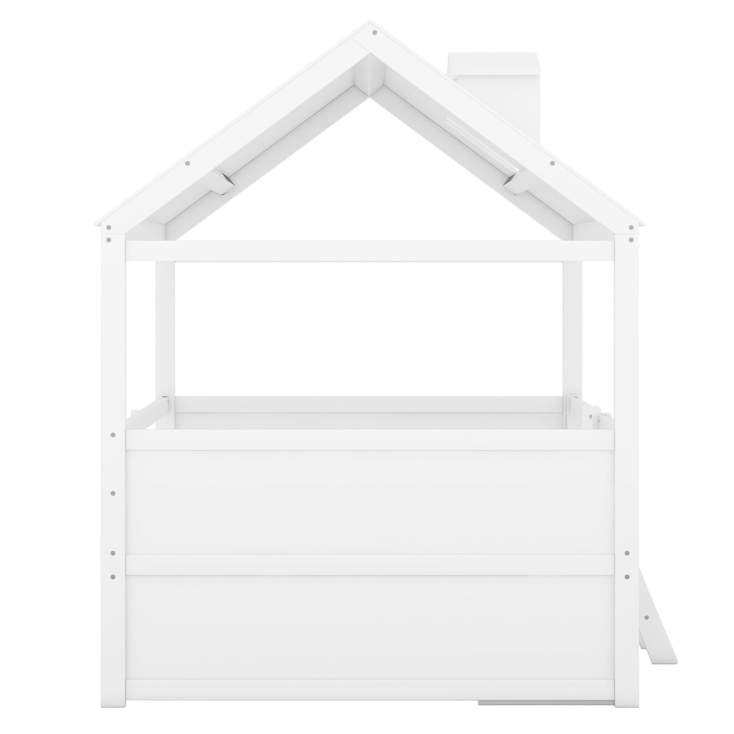 Merax Montessori House Bed Frame with Roof and Windows for Boys Girls Teens, Full Size Kids Playhouse Bed with Guardrails and Storage Drawers for Children's Room, Bedroom, Wood Slats Support, White