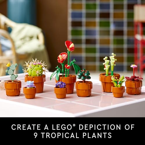 LEGO Icons Tiny Plants - Juego de construcción, idea de regalo de decoración con cactus para amantes de las flores, flora carnívora, tropical y árida, para construir y exhibir, colección botánica, juegos de construcción creativos para adultos, 10329