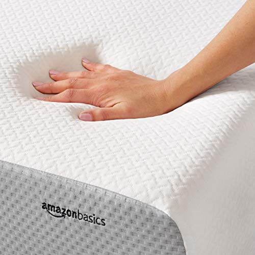 Amazon Basics Memory Foam Mattress, Medium Firm, 8 Inch, Queen, White/Grey