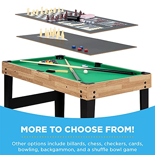 Juego de mesa de juego 10 en 1 de 2 x 4 pies de Best Choice Products para sala de juegos para el hogar, amigos y familiares con hockey, futbolín, billar, tejo, ping pong, ajedrez, damas, bolos y backgammon - Natural