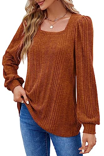 WIHOLL Tops de talla grande para mujer Suéteres de manga larga Halloween Caramel 3XL