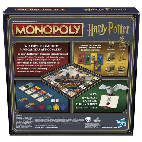 Juego de mesa Monopoly edición Harry Potter | Una aventura mágica en Hogwarts | A partir de 8 años | De 2 a 6 jugadores | Juegos familiares | Regalos para niños y adultos