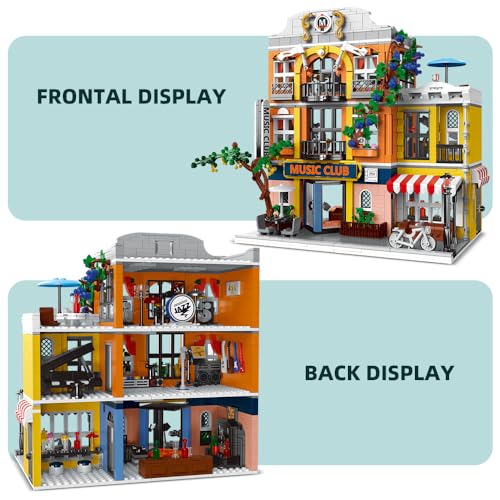 RuiDaXiang Music Clubs Architecture Building Kit,3 Levels Clubs Model Building Blocks Toy with LED Lights,for Teen,Adult（1683 Pieces）