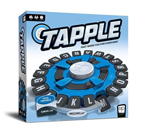 Juego de palabras USAOPOLY TAPPLE® | Juego de mesa familiar de ritmo rápido | Elige una categoría y compite contra el cronómetro para ser el último jugador | Juego de aprendizaje ideal para todas las edades (1 paquete)