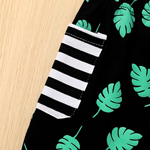 Ropa de verano para bebés varones YOUNGER TREE, camisetas sin mangas y pantalones cortos con estampado de Beaches Love Me, conjuntos casuales para niños (negro, 18 a 24 meses)