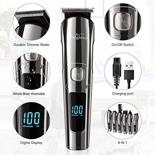 ***Brightup Beard Trimmer for Men - Electric Razor & Shaver, Cordless Hair Clippers Trimmers Set, IPX7 Waterproof Mens Grooming Kit for Shaving Face, Mustache, Body, Ear, Nose Hair Trimmer, Gifts for Men