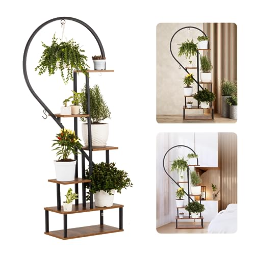 ***Metal Plant Stand, Heart Shape Ladder Plant Stands for Indoor Plants Multiple, Black Plant Shelf Rack for Home Patio Lawn Garden (1 Pack)