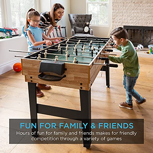 Juego de mesa de juego 10 en 1 de 2 x 4 pies de Best Choice Products para sala de juegos para el hogar, amigos y familiares con hockey, futbolín, billar, tejo, ping pong, ajedrez, damas, bolos y backgammon - Natural