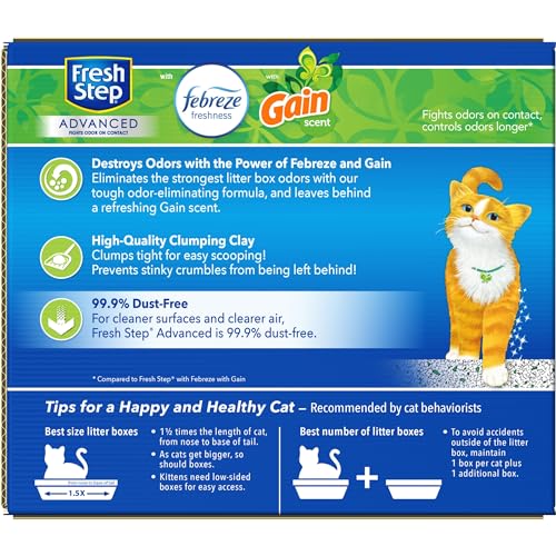 Arena aglomerante para gatos Fresh Step, con Gain, Advanced, extra grande, 37 libras en total