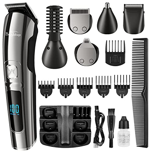 ***Brightup Beard Trimmer for Men - Electric Razor & Shaver, Cordless Hair Clippers Trimmers Set, IPX7 Waterproof Mens Grooming Kit for Shaving Face, Mustache, Body, Ear, Nose Hair Trimmer, Gifts for Men