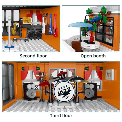 RuiDaXiang Music Clubs Architecture Building Kit,3 Levels Clubs Model Building Blocks Toy with LED Lights,for Teen,Adult（1683 Pieces）