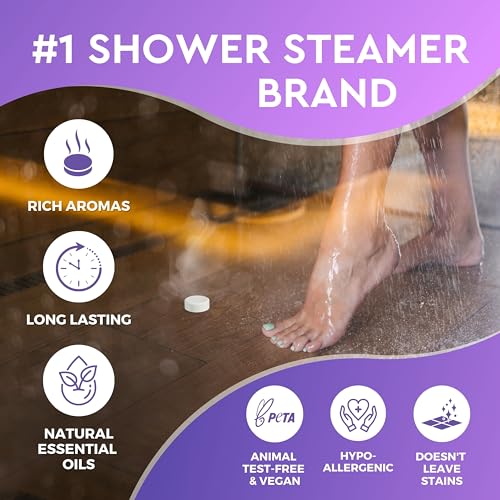 Cleverfy Shower Steamers Aromatherapy - 18 Pack of Shower Bombs with Essential Oils. Personal Care and Relaxation Birthday Gifts for Women and Men. Purple Set