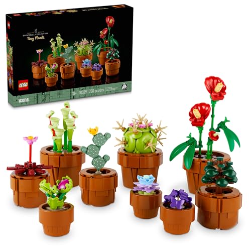 LEGO Icons Tiny Plants - Juego de construcción, idea de regalo de decoración con cactus para amantes de las flores, flora carnívora, tropical y árida, para construir y exhibir, colección botánica, juegos de construcción creativos para adultos, 10329