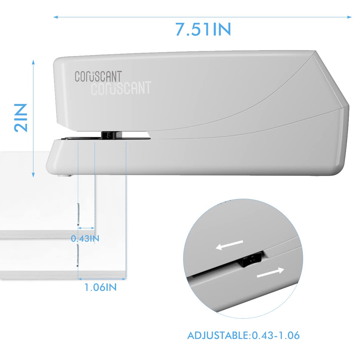 Coruscant Electric Stapler, Automatic Stapler, Heavy Duty，25 Sheet, Store 210 Staples，includes 2000 staples and 1 staple remover. Electric Stapler Desktop AC or Battery Powered for Home/Office Use