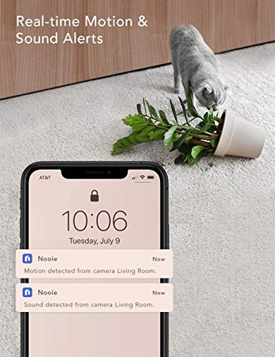 nooie Baby Monitor, WiFi Pet Camera Indoor, 360-degree IP Camera, 1080P Home Security Camera, Motion Tracking, Super IR Night Vision, Works with Alexa, Two-Way Audio, Motion & Sound Detection