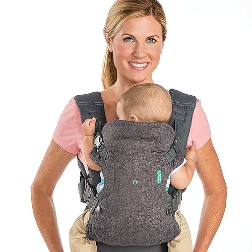 Portabebés Infantino Flip Advanced 4 en 1: ergonómico, convertible, con portabebés con la cara hacia adentro y hacia afuera, tanto en la parte delantera como en la trasera, para recién nacidos y bebés mayores de entre 8 y 32 libras