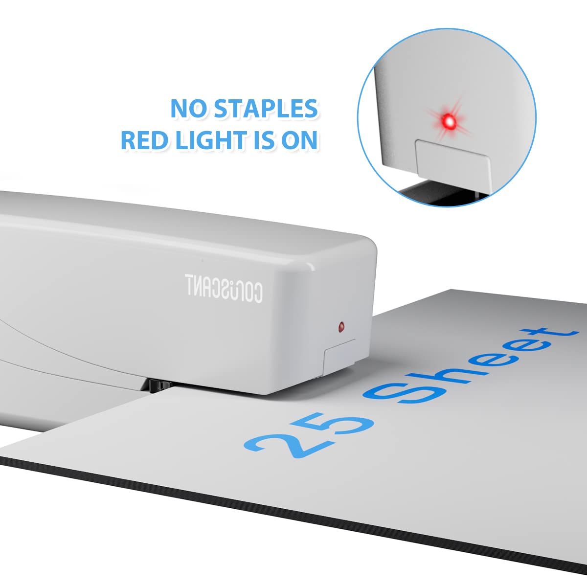 Grapadora eléctrica Coruscant, grapadora automática, de alta resistencia, 25 hojas, capacidad para 210 grapas, incluye 2000 grapas y 1 quitagrapas. Grapadora eléctrica de escritorio con alimentación por CA o batería para uso en el hogar o la oficina