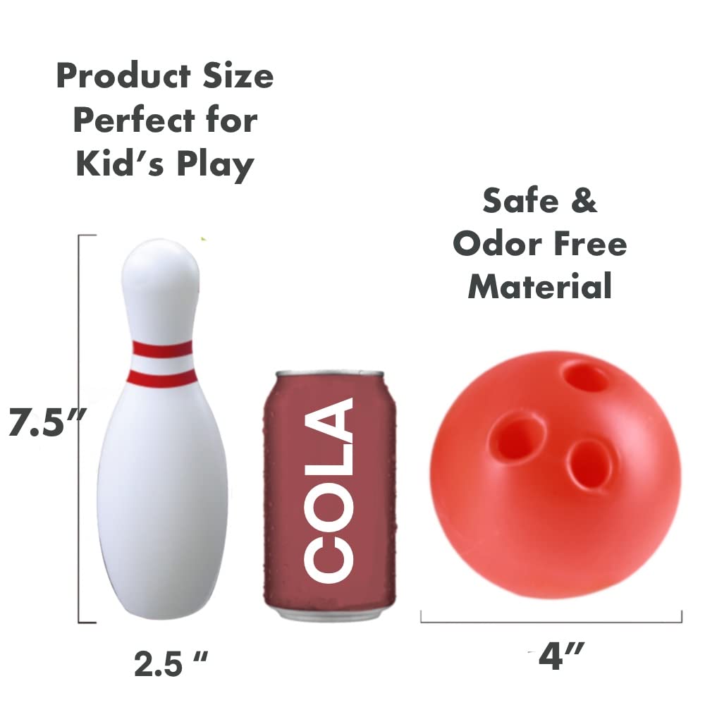 Mini Kids Bowling Set – Bowling Pins & Ball Game Set – Full Bowling Alley Games Toys & Score Cardfor Kid Age 5+ & Adult – Home Indoor Outdoor Backyard Lawn Yard (10 Pins, 1 Ball, 1 Lane Mat)