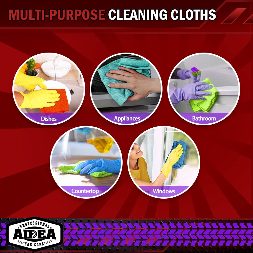 AIDEA Microfiber Cleaning Cloths-50PK, Premium All-Purpose Car Cloth, Dusting Cloth Cleaning Rags, Gift-12×12"