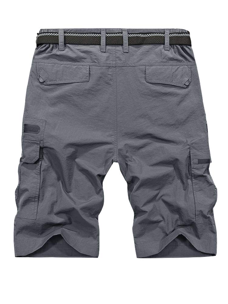 Jessie Kidden Mens Outdoor Casual Elastic Waist Lightweight Water Resistant Quick Dry Fishing Hiking Shorts (6222 Grey 36)