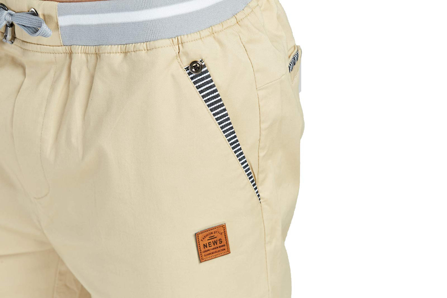 Pantalones cortos Tansozer para hombre, estilo casual, clásico, con cordón, cintura elástica y bolsillos para playa en verano (azul marino, mediano)