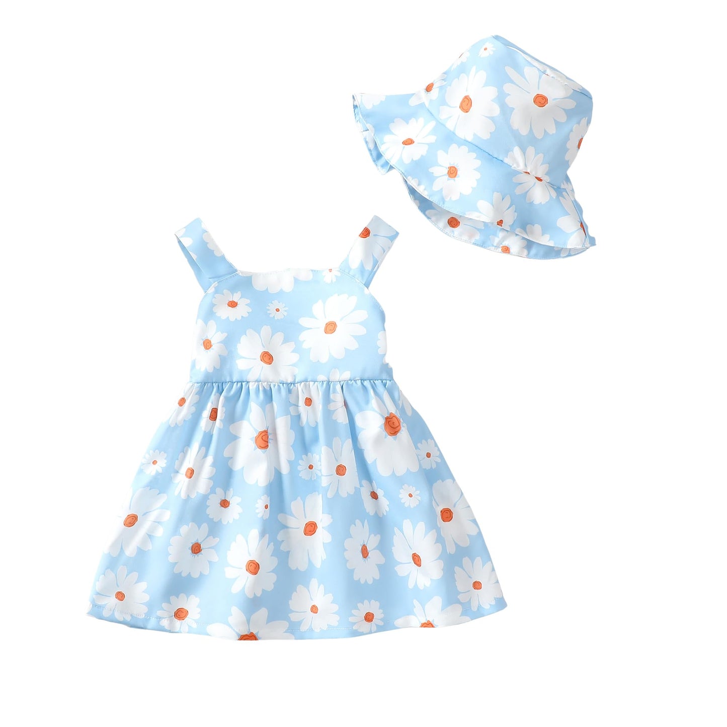 Baby Girl Dress Summer Outfits Baby Clothes for Girls 1 Year Old Boho Halter Sleeveless Dresses Blue Daisy Sundress 12-18 Month Girl Clothes